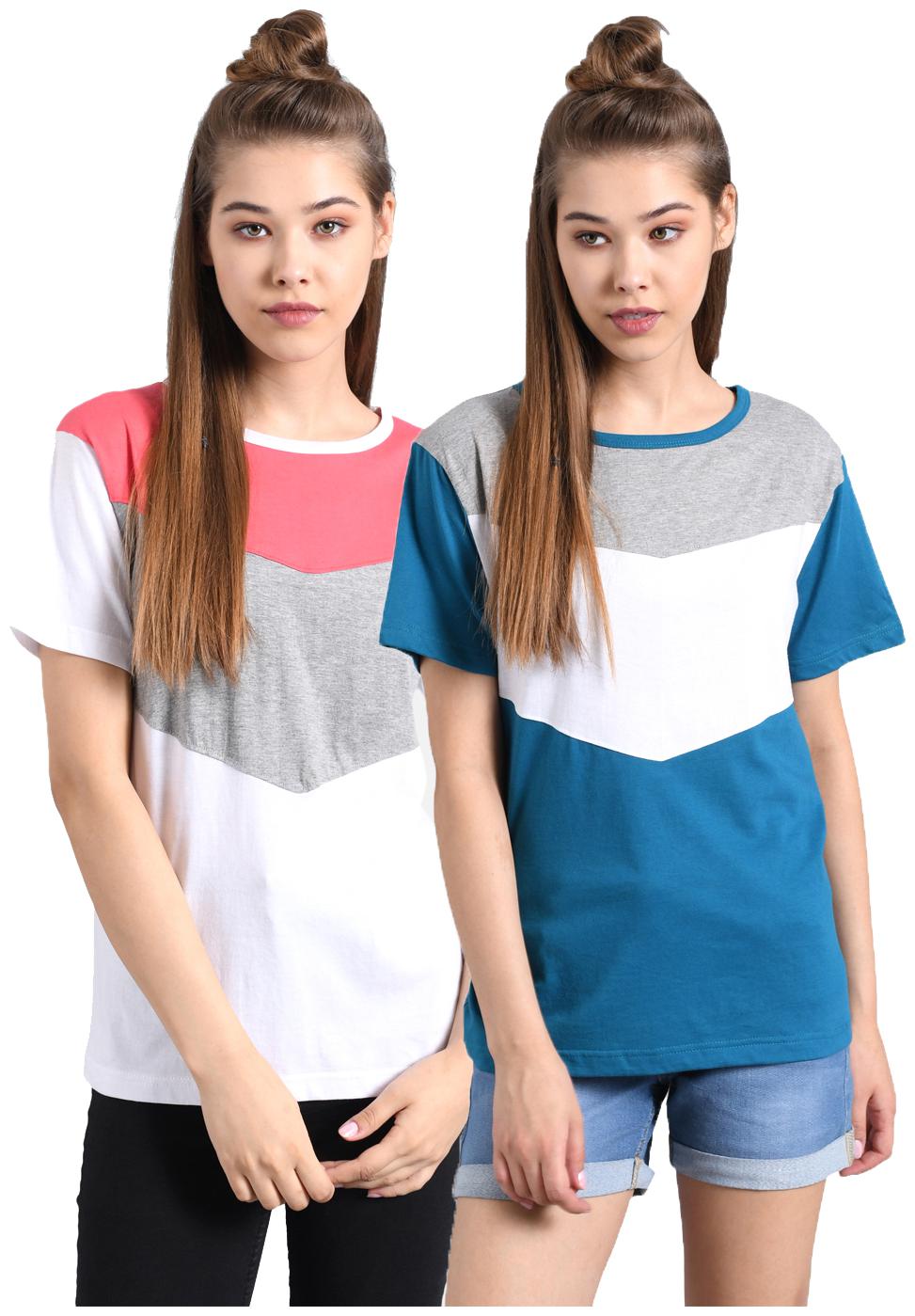 

Kotty Women Multi Regular fit Round neck Cotton T shirt