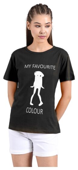 

Kotty Women Black Regular fit Round neck Cotton T shirt