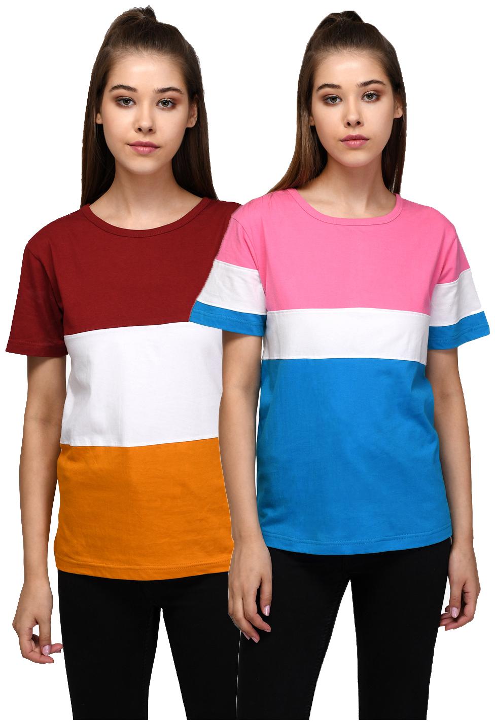

Kotty Women Multi Regular fit Round neck Cotton T shirt