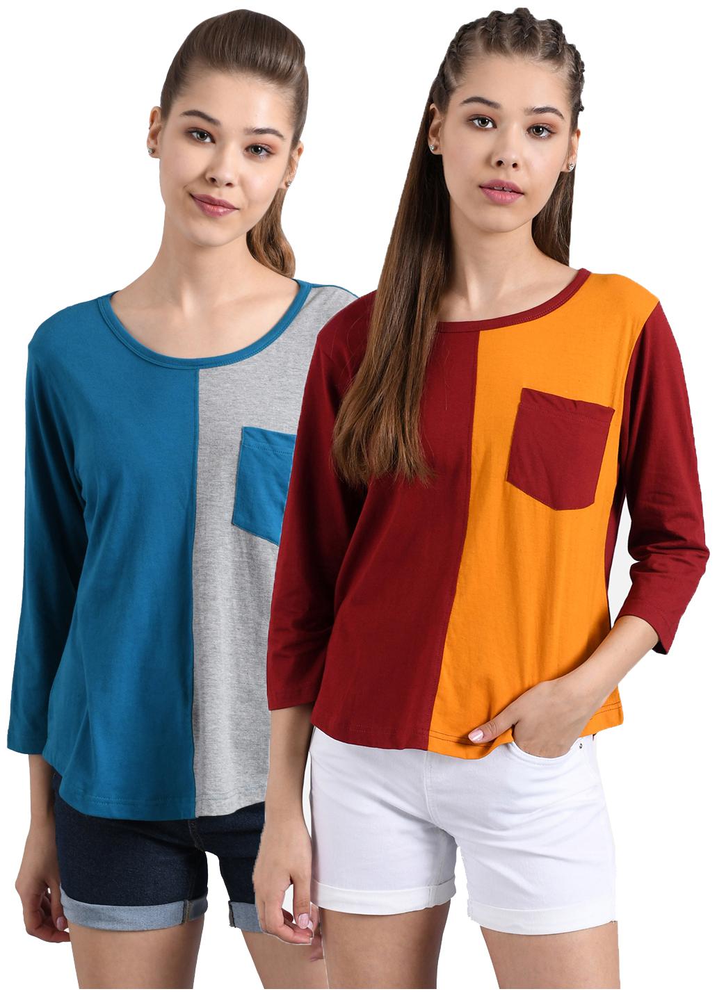 

Kotty Women Multi Regular fit Round neck Cotton T shirt