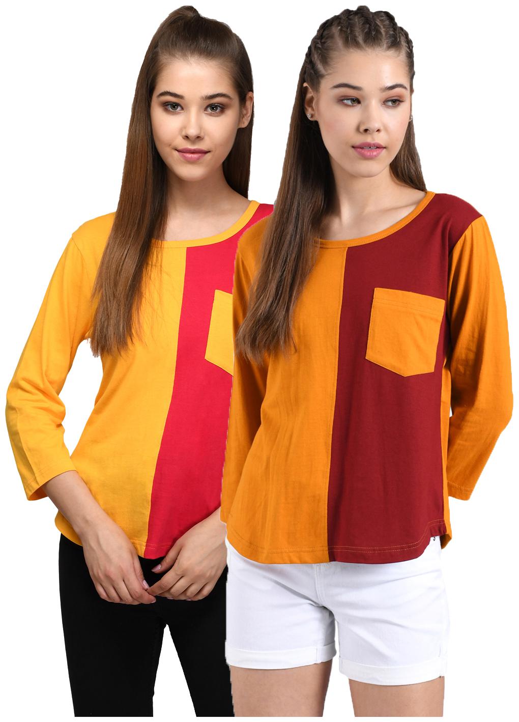 

Kotty Women Multi Regular fit Round neck Cotton T shirt