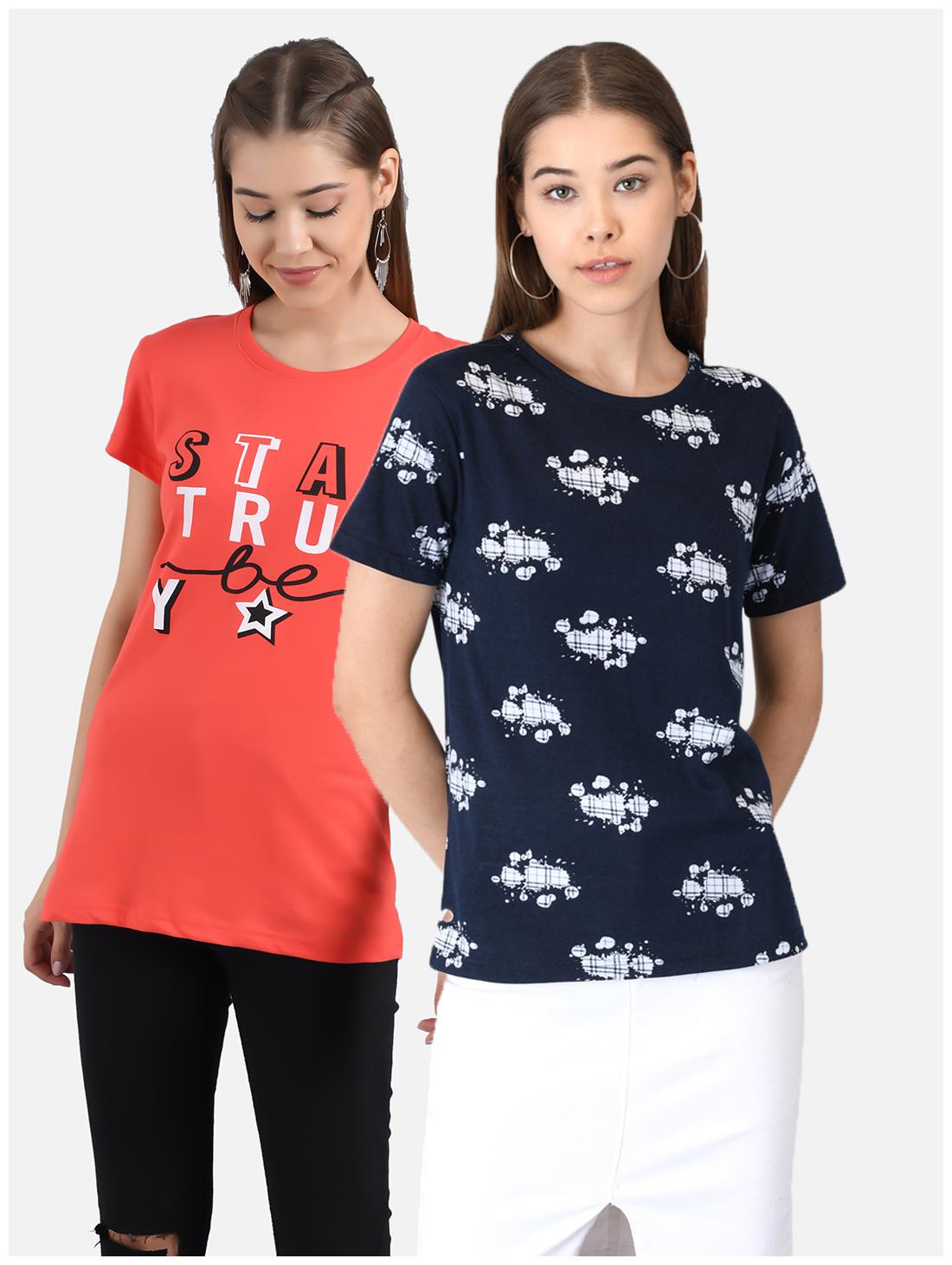 

Kotty Women Blue Regular fit Round neck Cotton T shirt