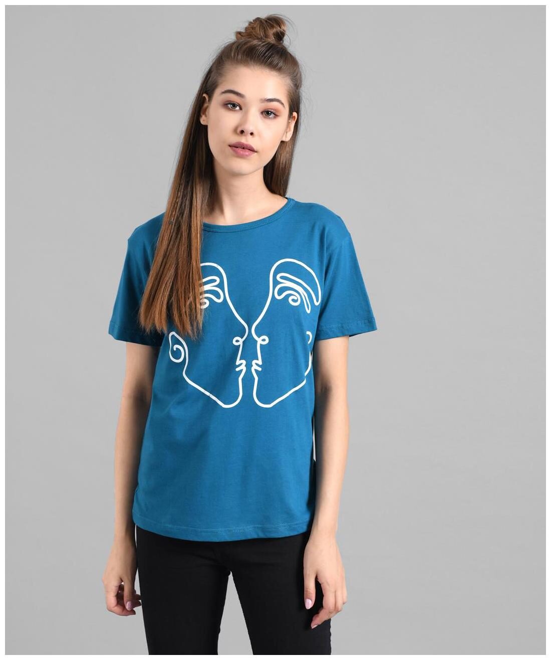 

Kotty Women Blue Regular fit Round neck Cotton T shirt
