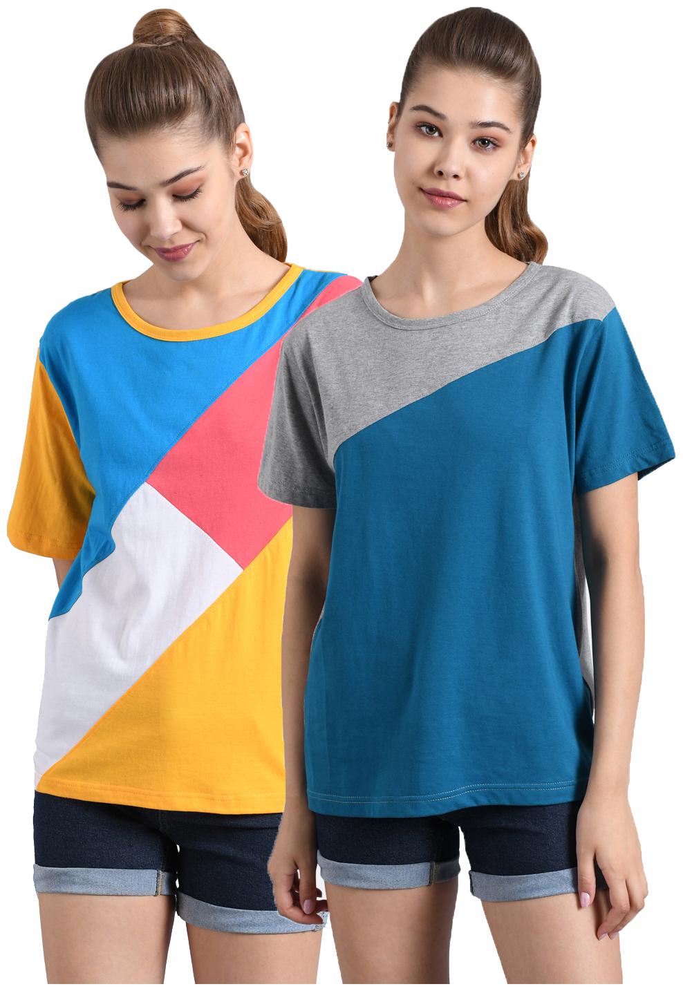 

Kotty Women Multi Regular fit Round neck Cotton T shirt