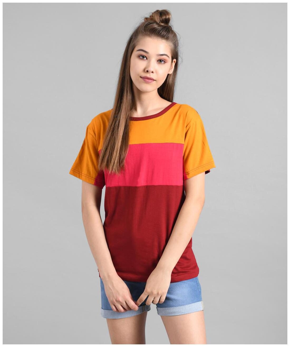

Kotty Women Multi Regular fit Round neck Cotton T shirt