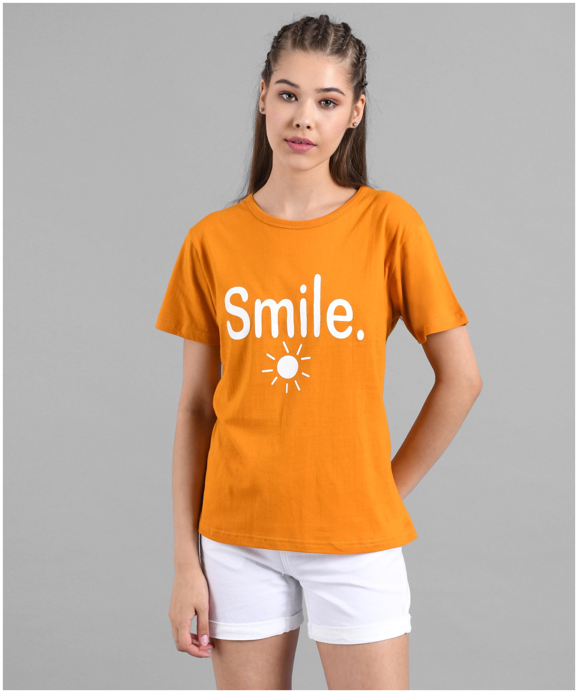 

Kotty Women Yellow Regular fit Round neck Cotton T shirt