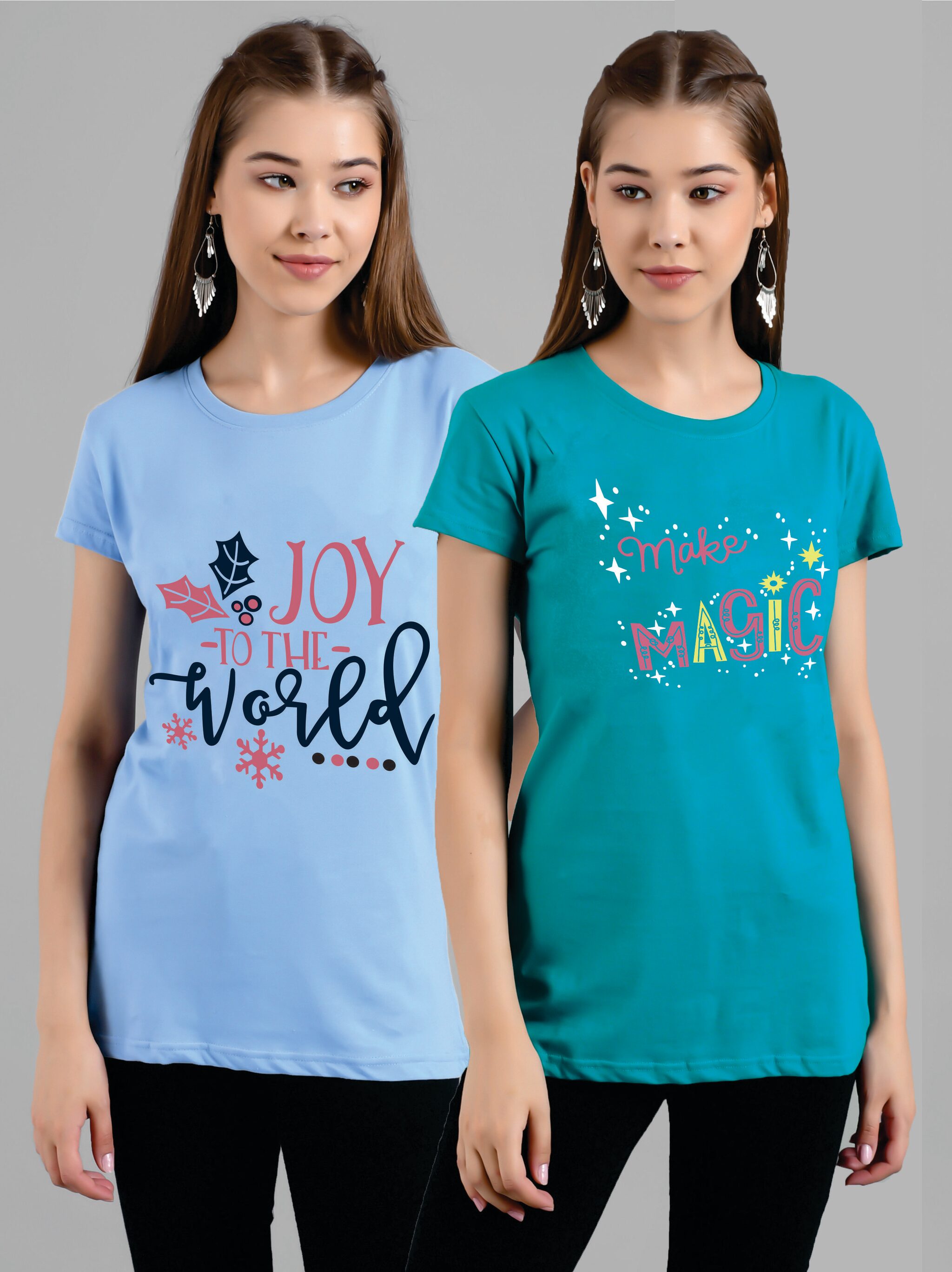 

Kotty Women Blue Regular fit Round neck Cotton T shirt