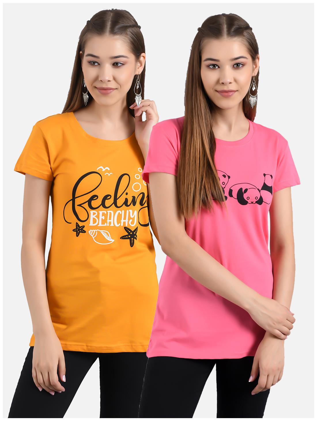 

Kotty Women Pink Regular fit Round neck Cotton T shirt