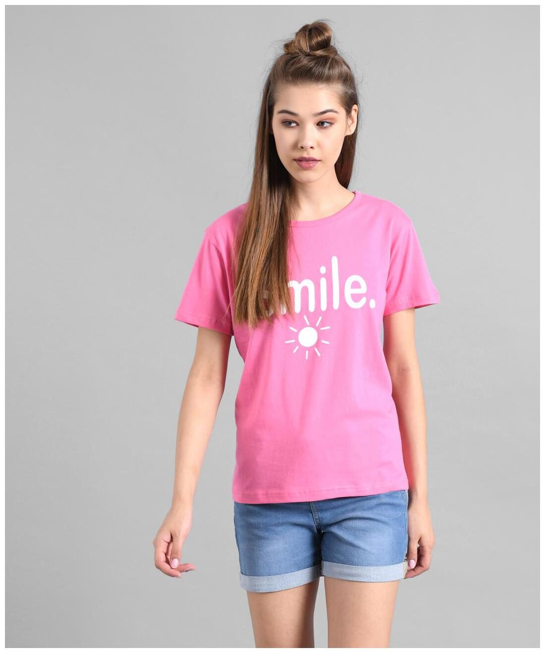 

Kotty Women Pink Regular fit Round neck Cotton T shirt