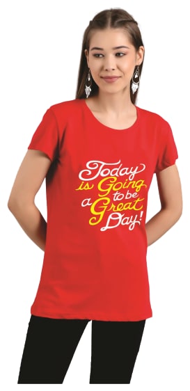 

Kotty Women Red Regular fit Round neck Cotton T shirt