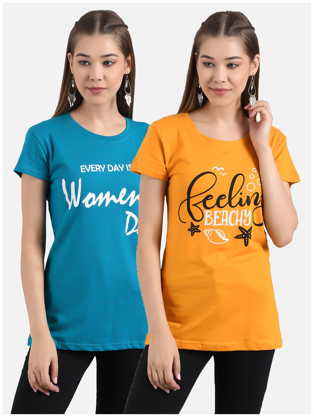 

Kotty Women Blue Regular fit Round neck Cotton T shirt