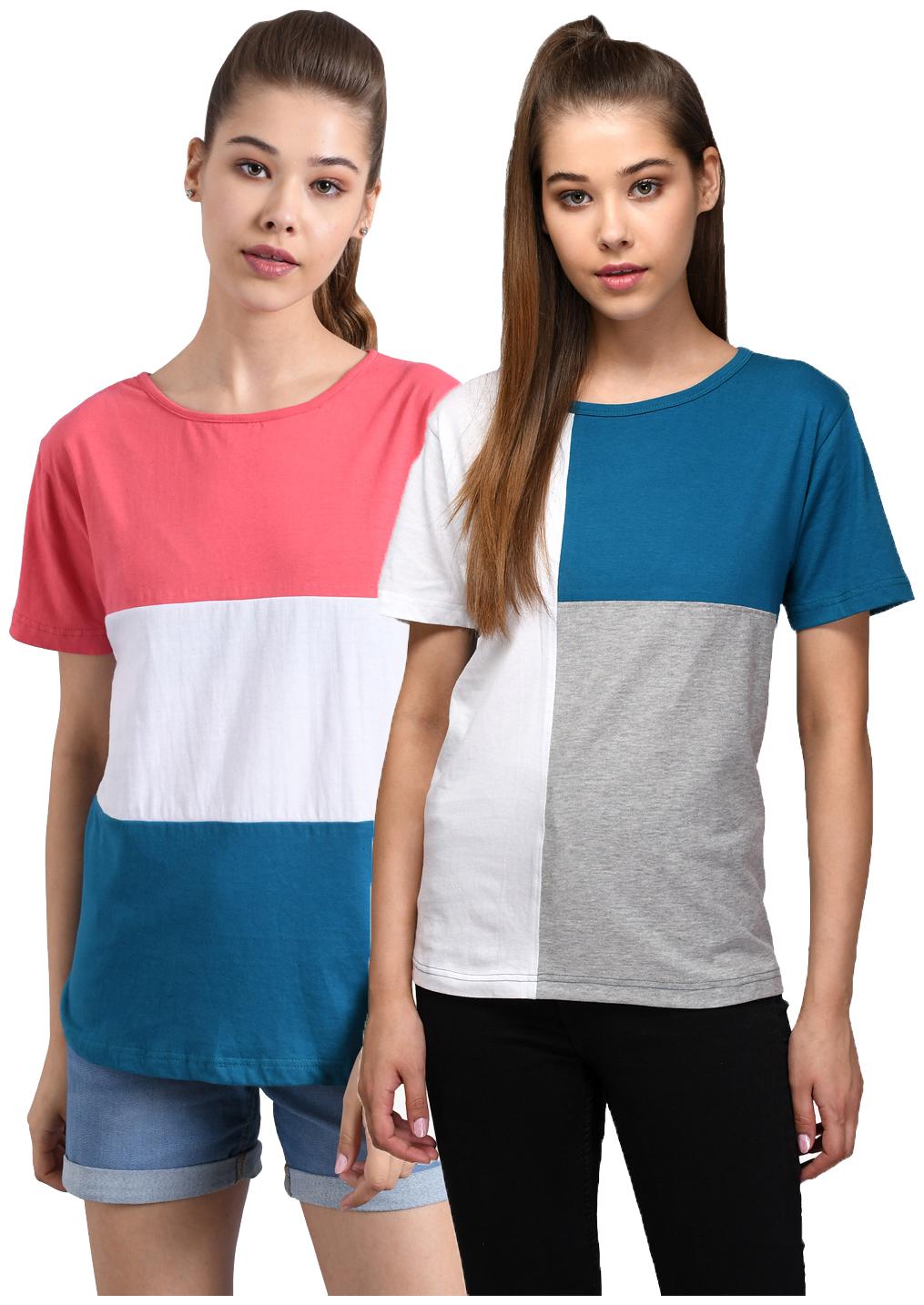 

Kotty Women Multi Regular fit Round neck Cotton T shirt