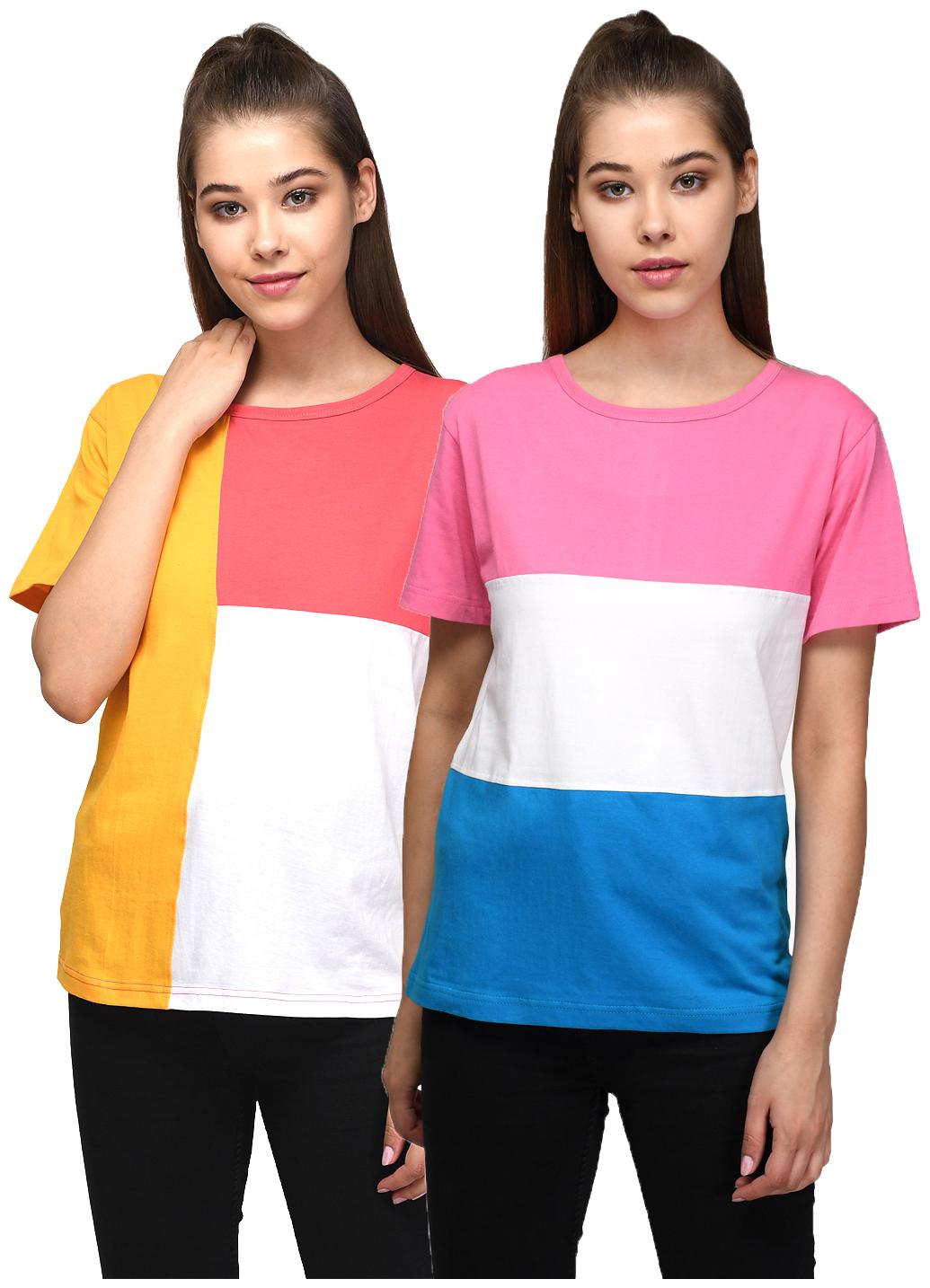 

Kotty Women Multi Regular fit Round neck Cotton T shirt