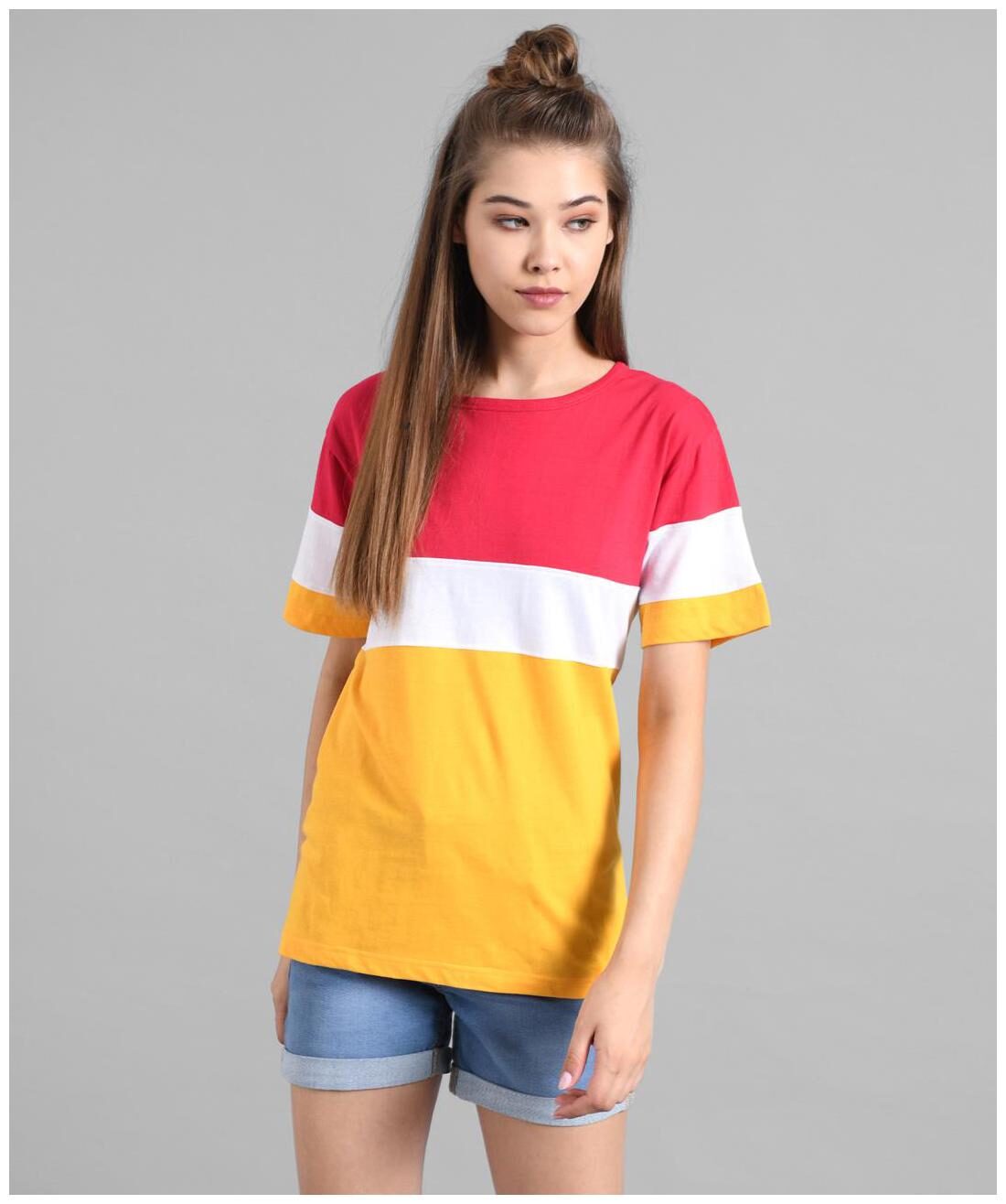 

Kotty Women Multi Regular fit Round neck Cotton T shirt
