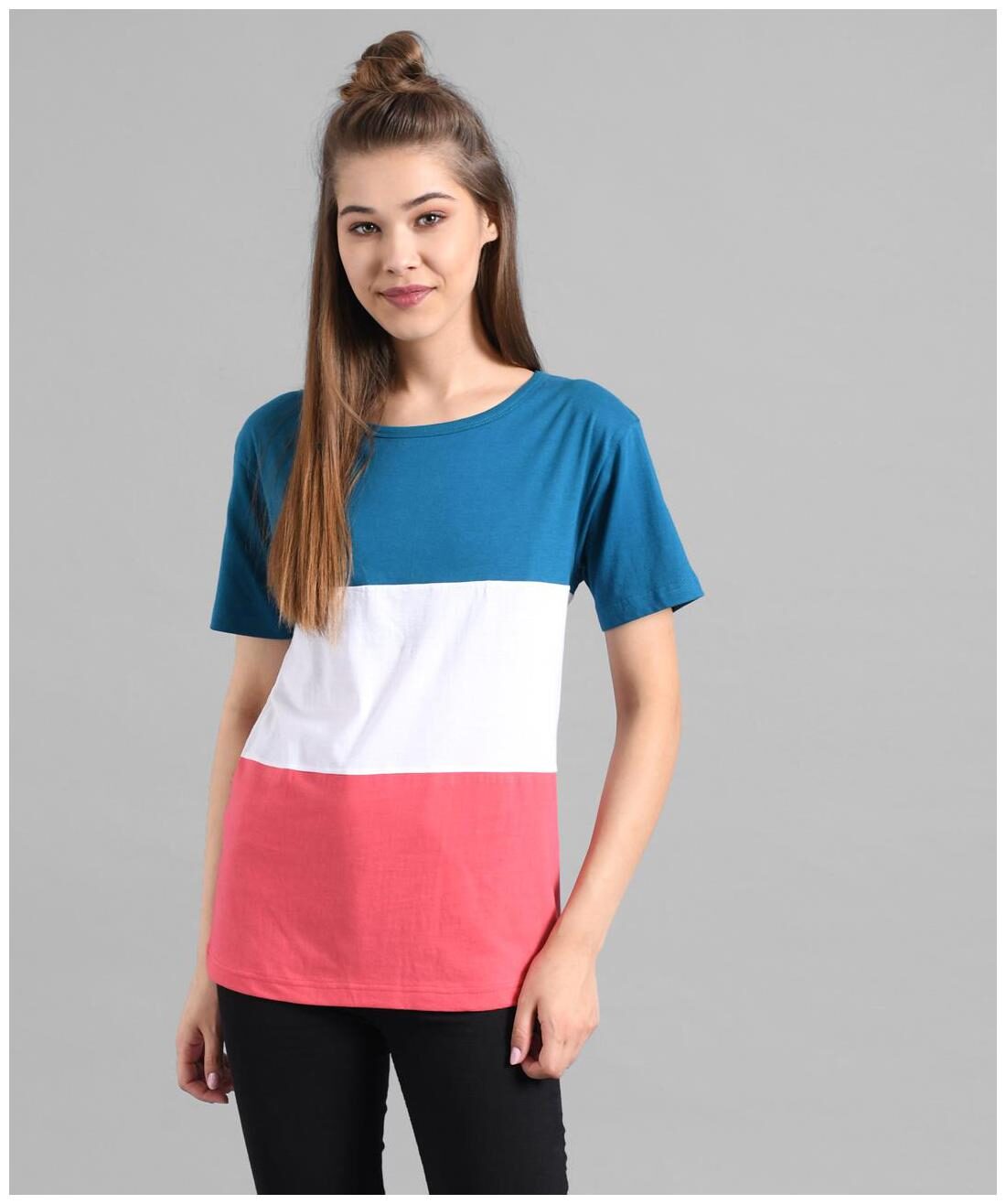 

Kotty Women Multi Regular fit Round neck Cotton T shirt