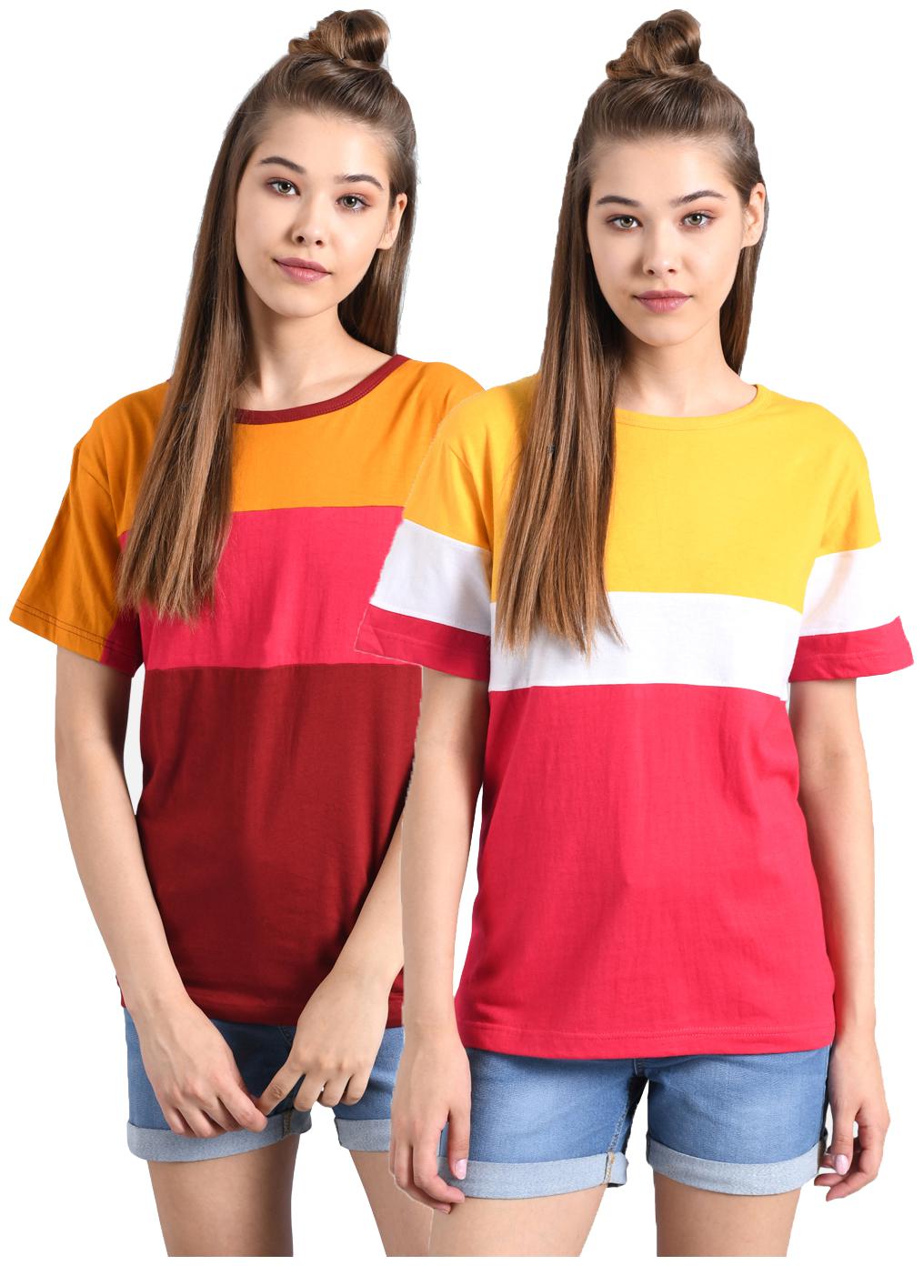

Kotty Women Multi Regular fit Round neck Cotton T shirt