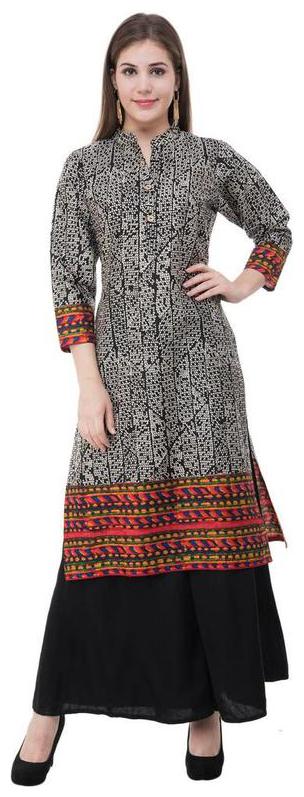 

KOUTURE Women Black Printed Regular Kurta