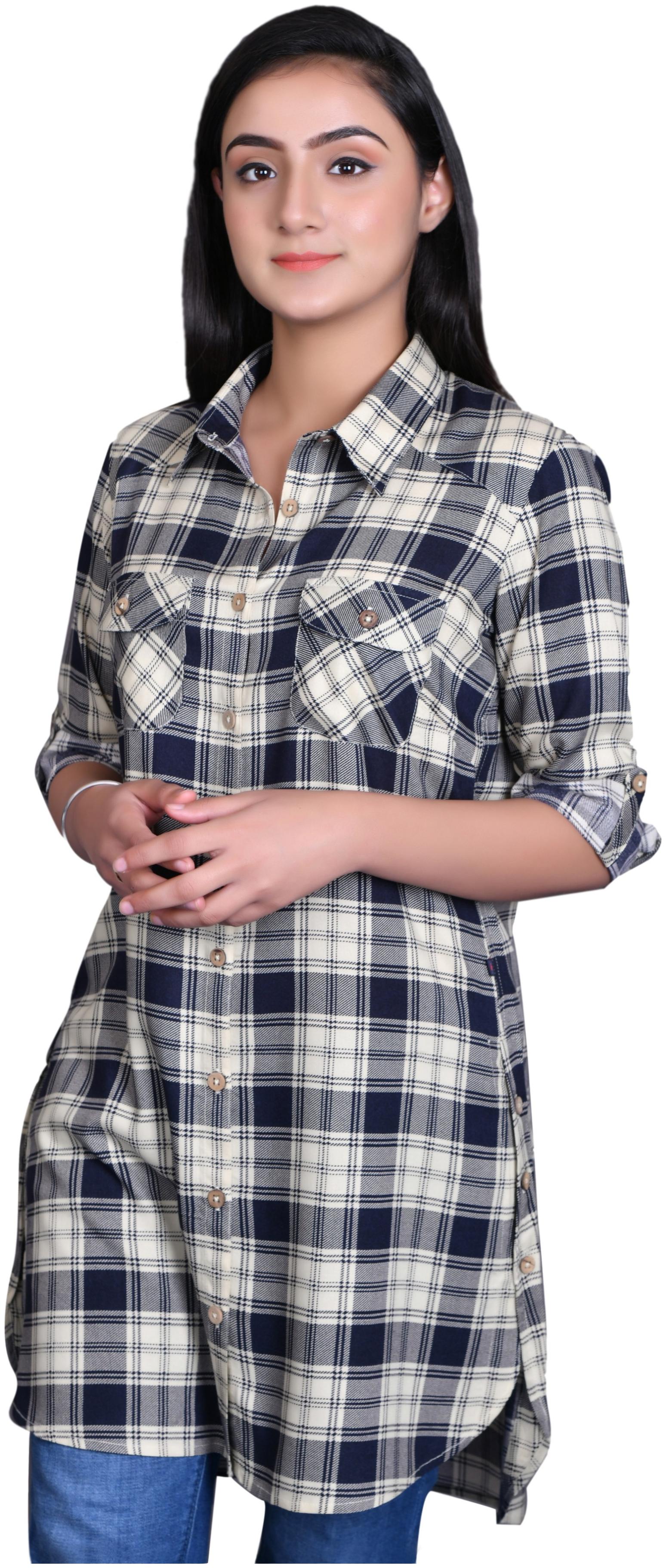 

KRALZ White Checked Shirt dress