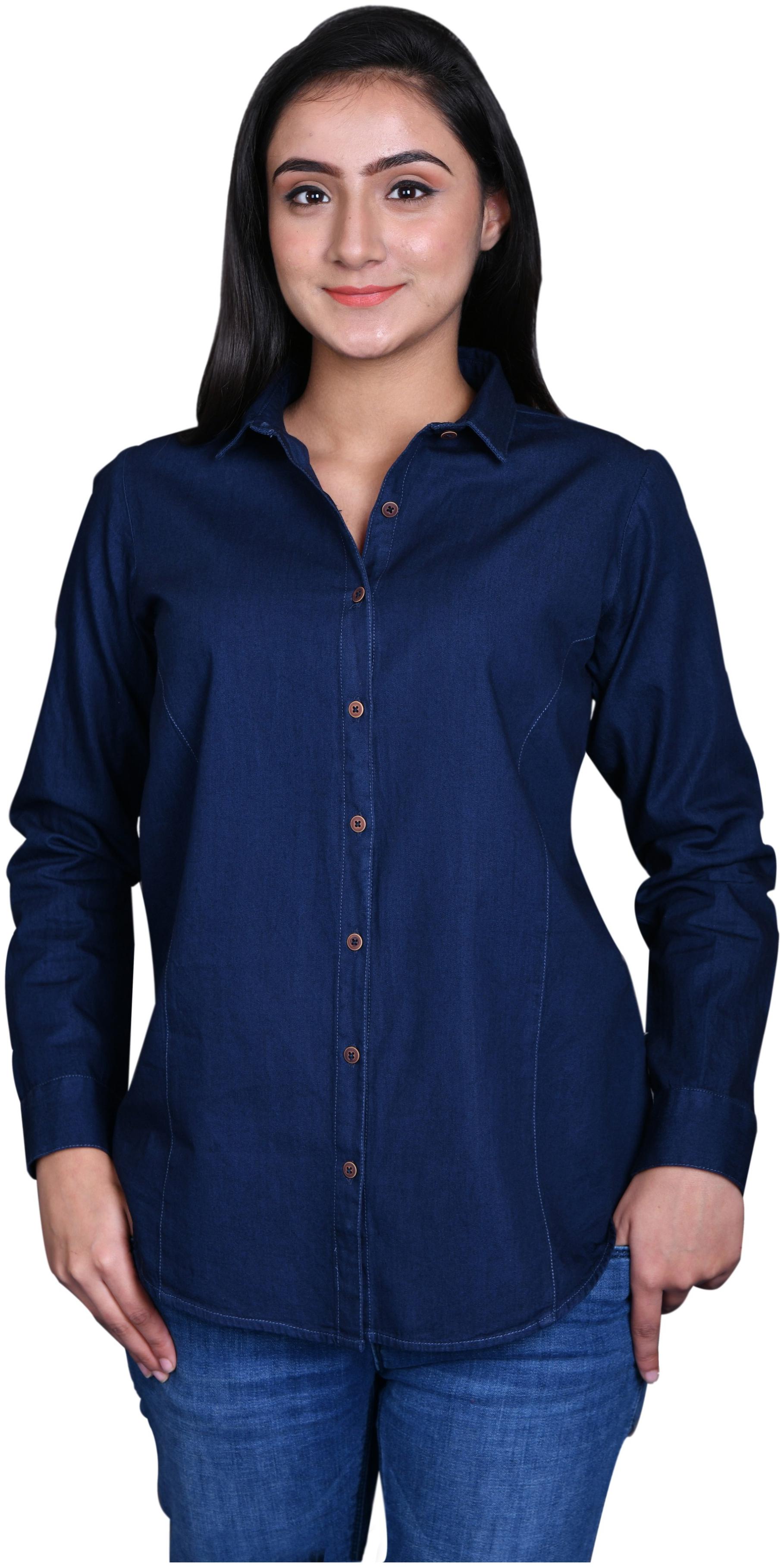 

KRALZ Women Navy Blue Solid Slim Fit Shirt