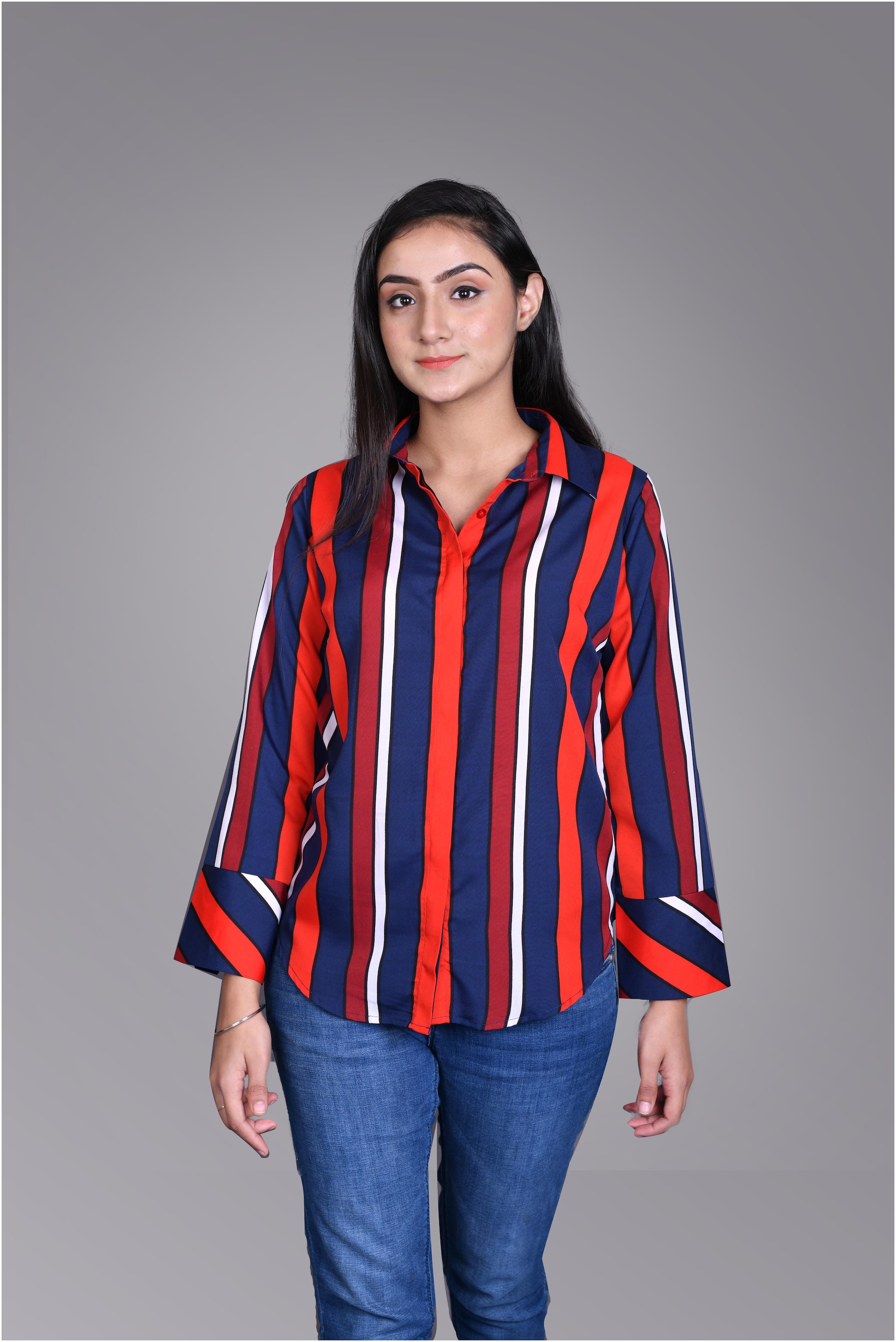 

KRALZ Women Multi Striped Slim Fit Shirt
