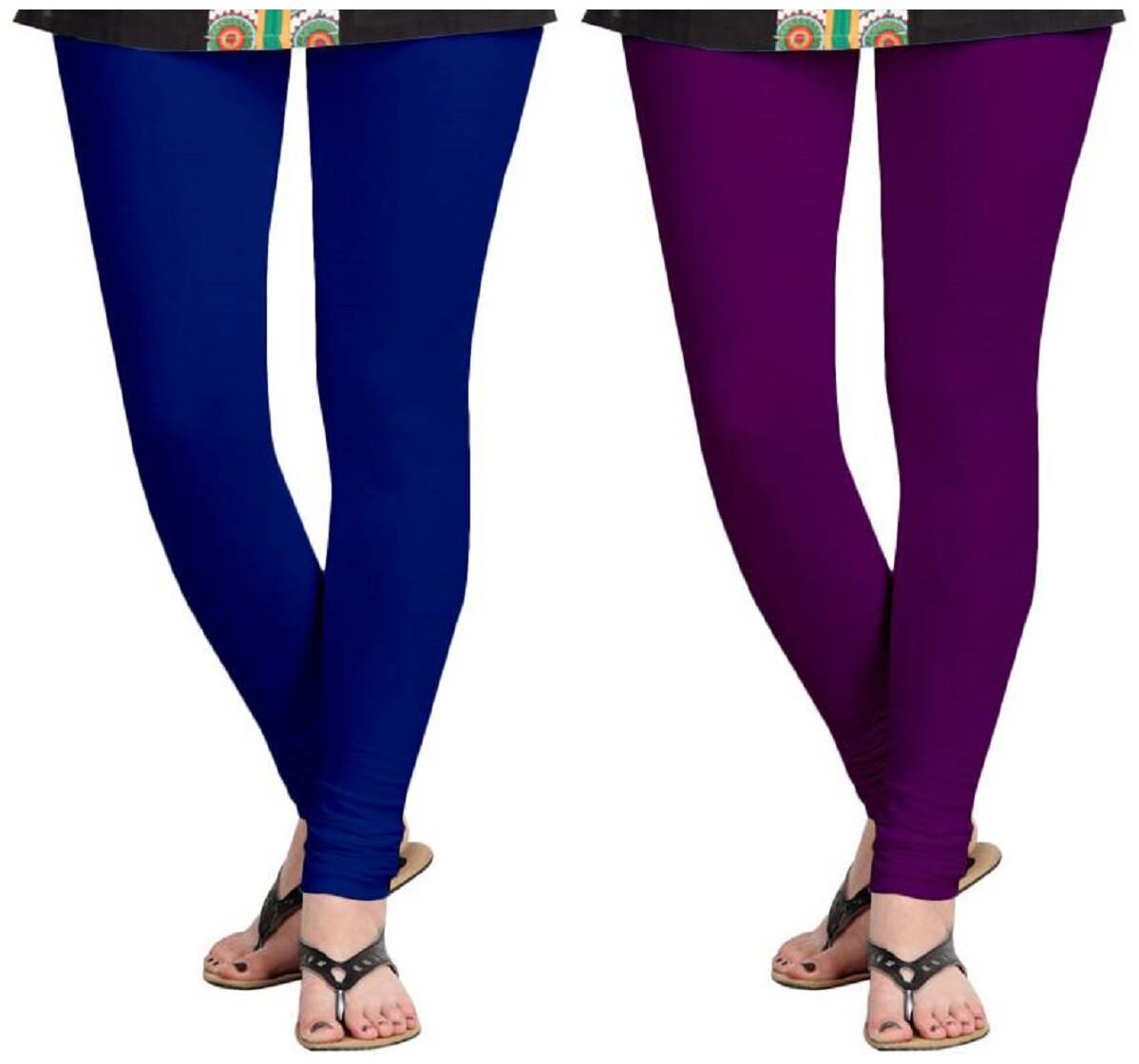 

Kripi Women and Girls Ultra Soft Cotton Solid Churidar Legging - Purple Blue