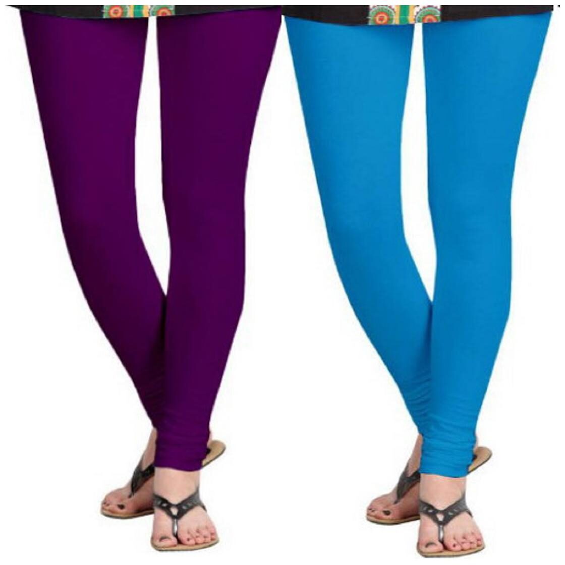 

Kripi Women and Girls Ultra Soft Cotton Solid Churidar Legging - Purple Blue