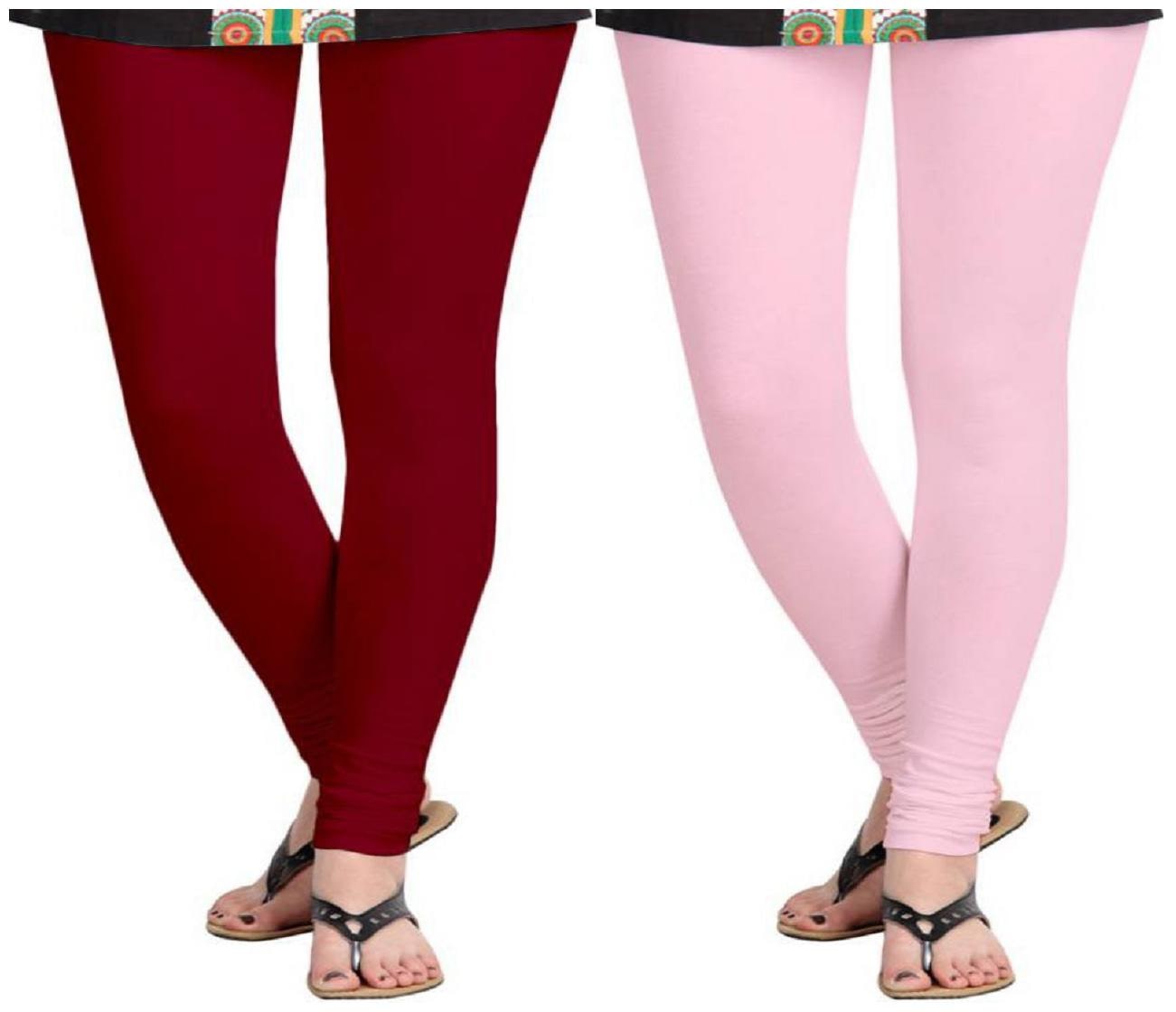 

KRIPI Women Cotton Solid Maroon Pink Leggings