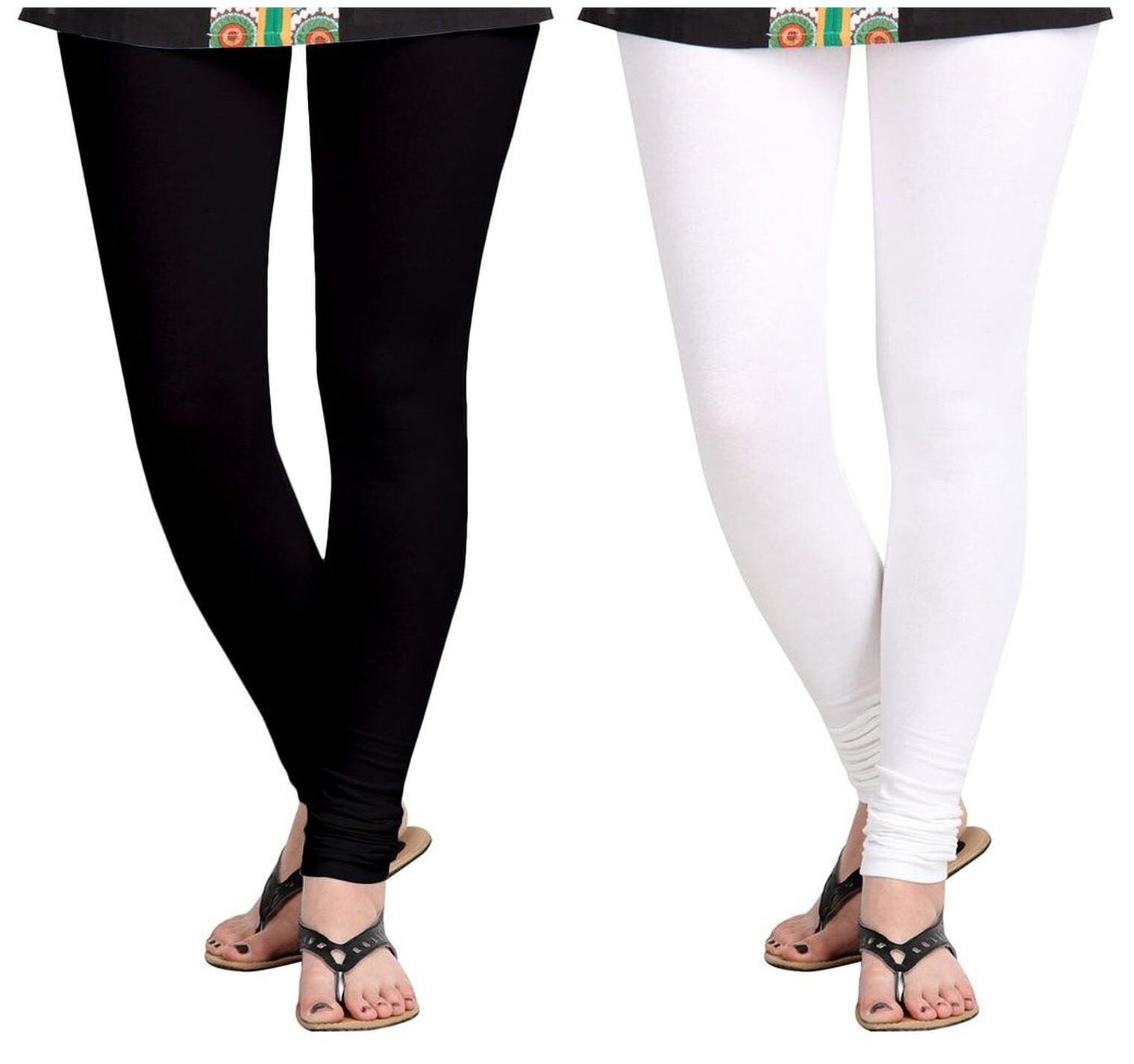 

Kripi Women and Girls Ultra Soft Cotton Solid Churidar Legging Free Size - 28 Inches to 38 Inches (Pack of 2)