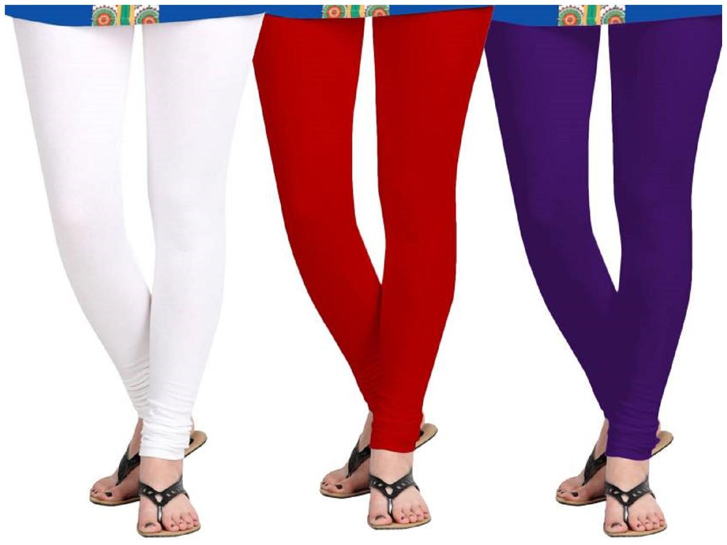 

Kripi Women and Girls Ultra Soft Cotton Solid Churidar Legging - Multi