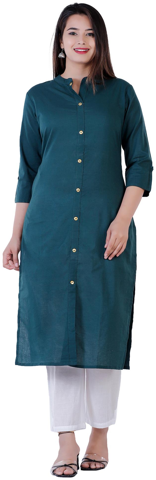 

KRISHAN KRISHNA Women Green Solid Straight Kurta With Trousers