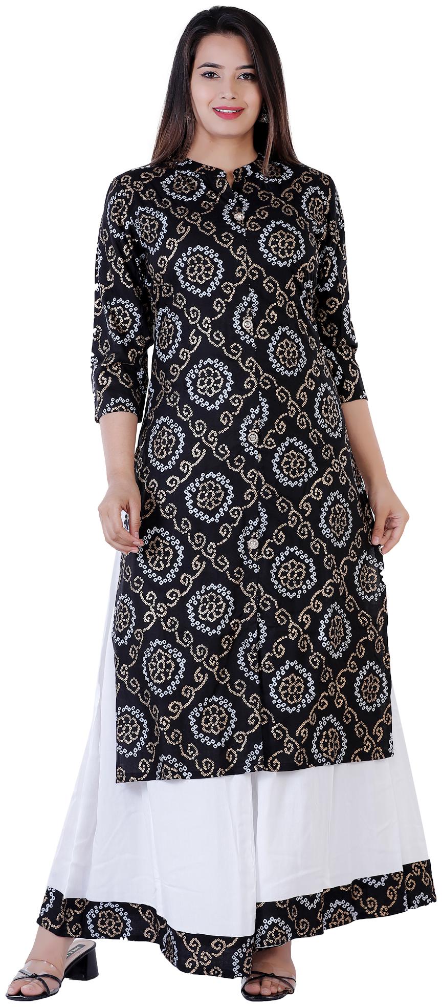 

KRISHAN KRISHNA Women Black Bandhani Straight Kurta With Palazzo