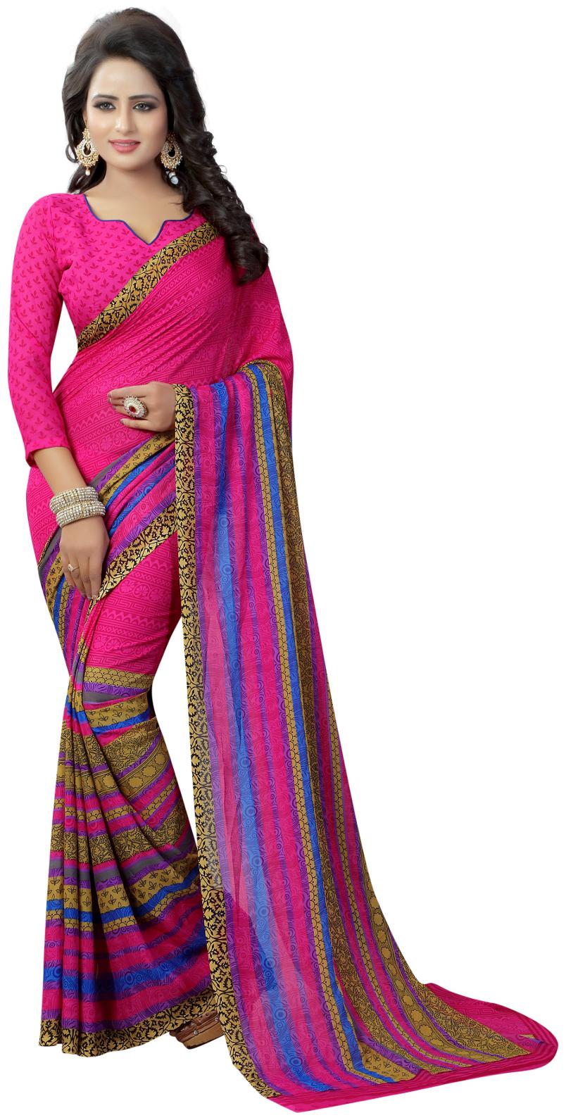 

Krishnam Fashion Multicolour Printed Georgette Daily Wear Saree