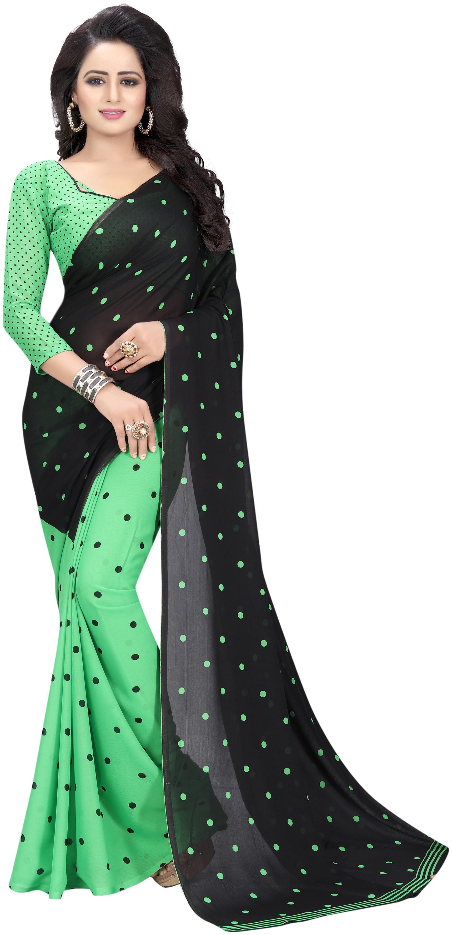 

Krishnam Fashion Green Georgette Saree