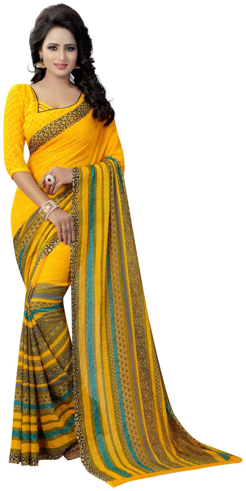 

Krishnam Fashion Multicolour Printed Georgette Daily Wear Saree