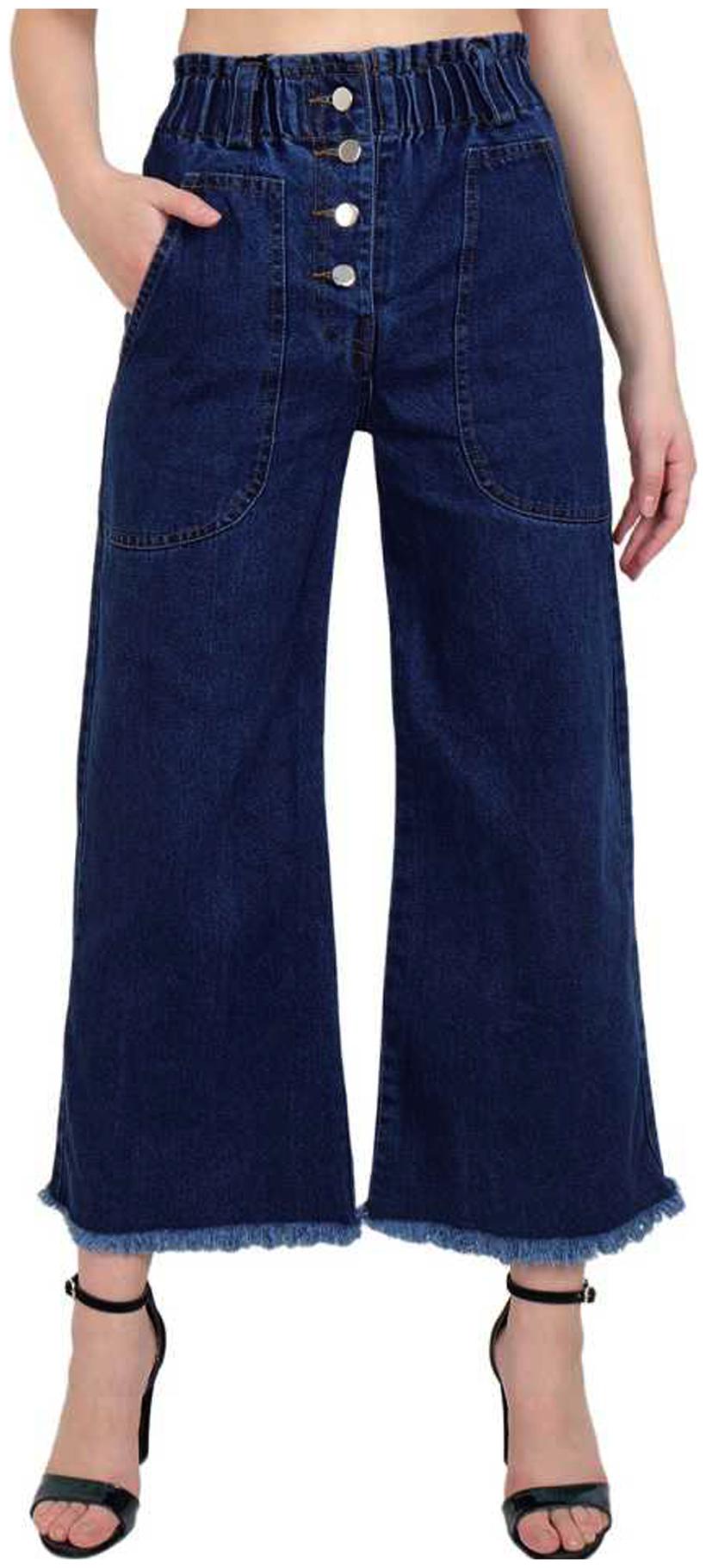 

Krishnvatika Navy Blue Solid Straight Palazzo