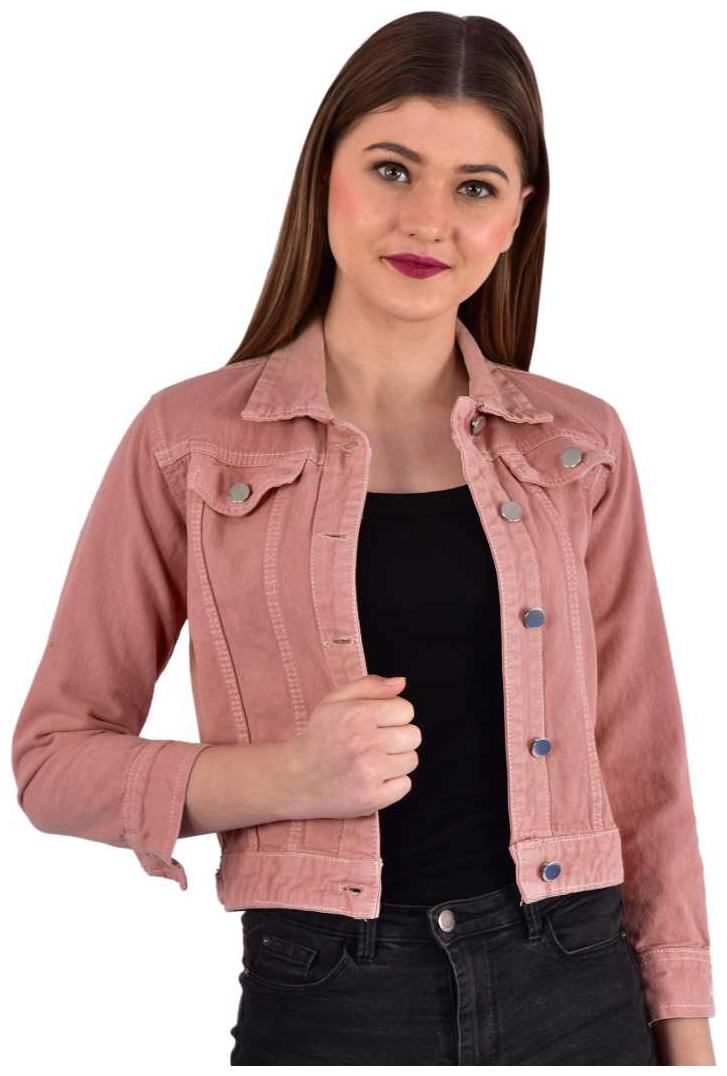 

Krishnvatika Women Solid Denim Jacket - Peach