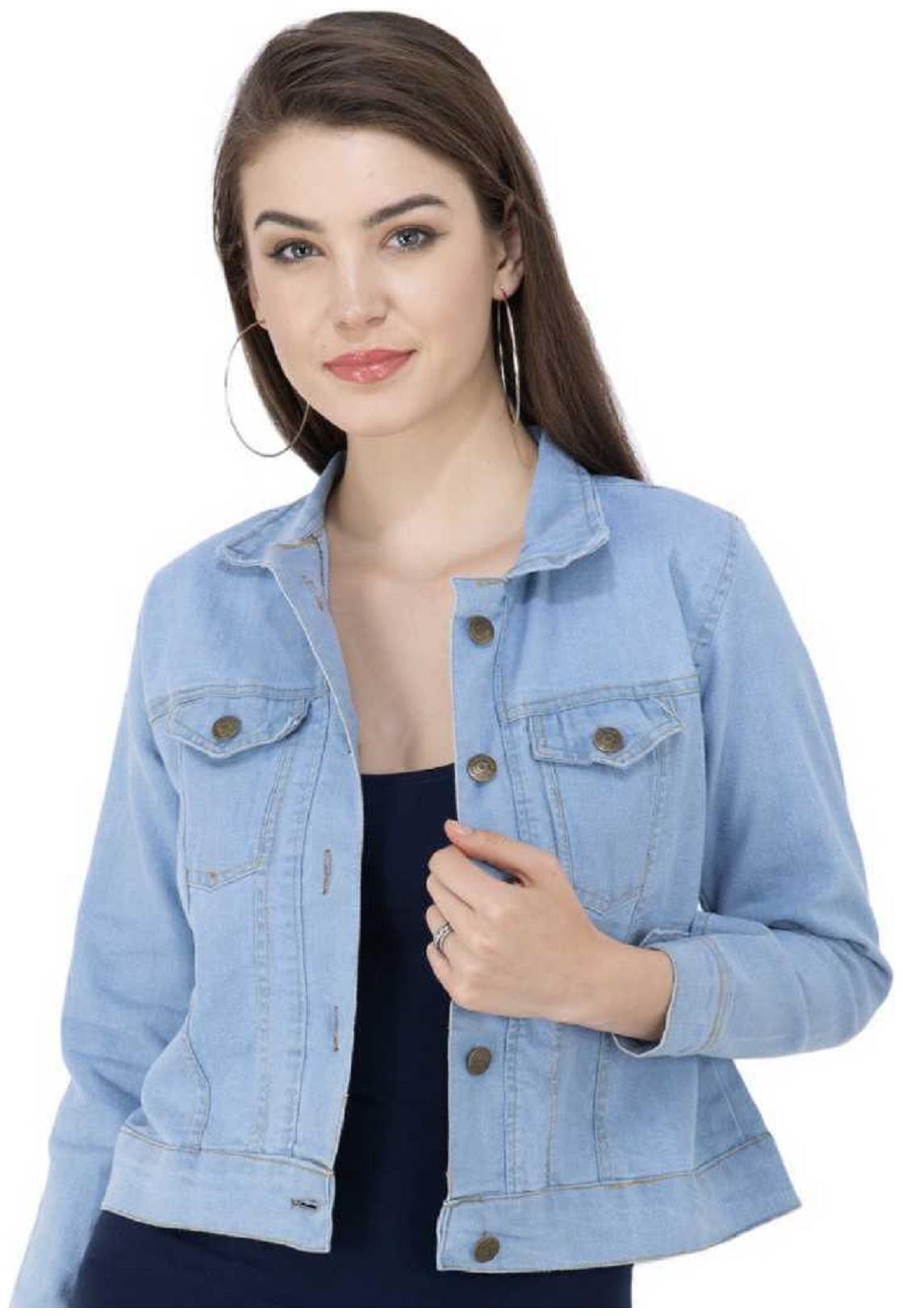 

Krishnvatika Women Solid Denim Jacket - Blue