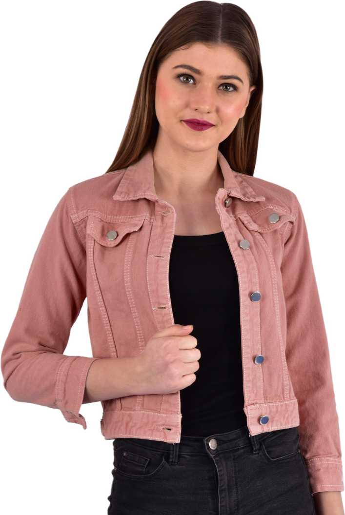 

Krishnvatika Women Solid Denim Jacket - Peach