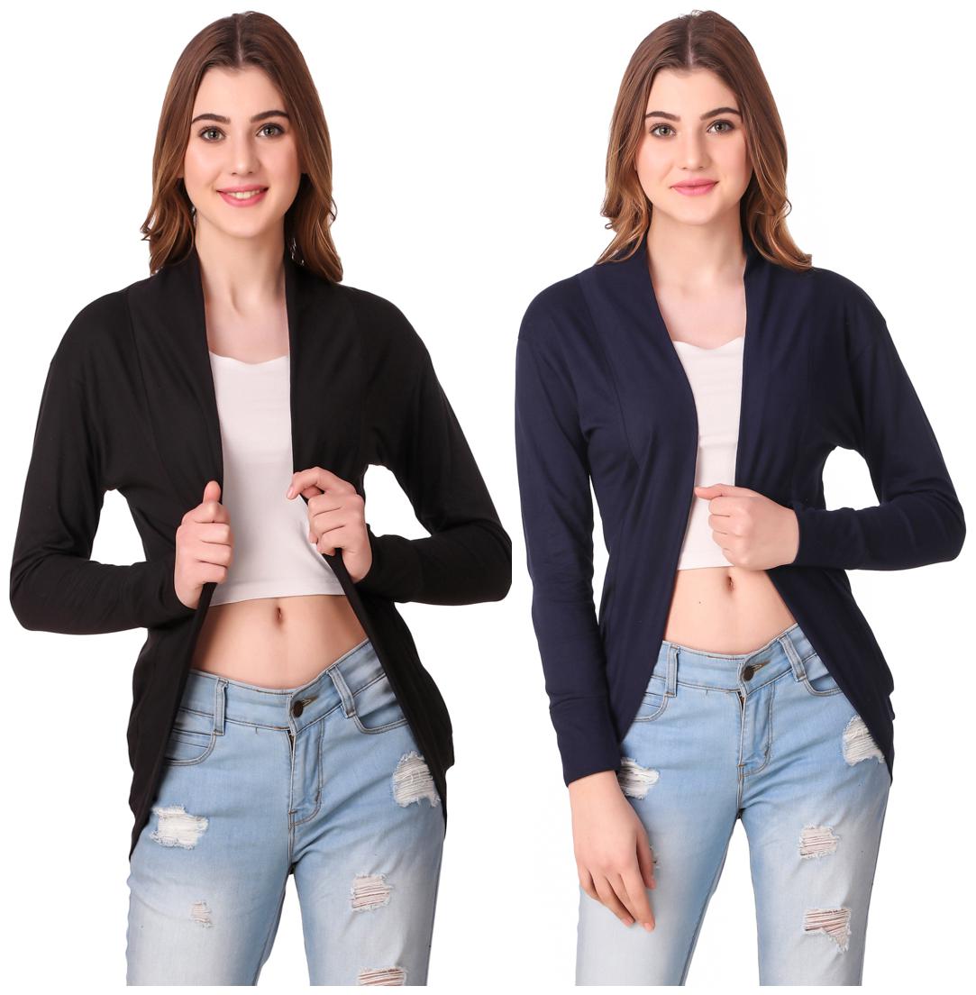 

Krishty Trading Casual Wear Shrug for women Black Navy Blue