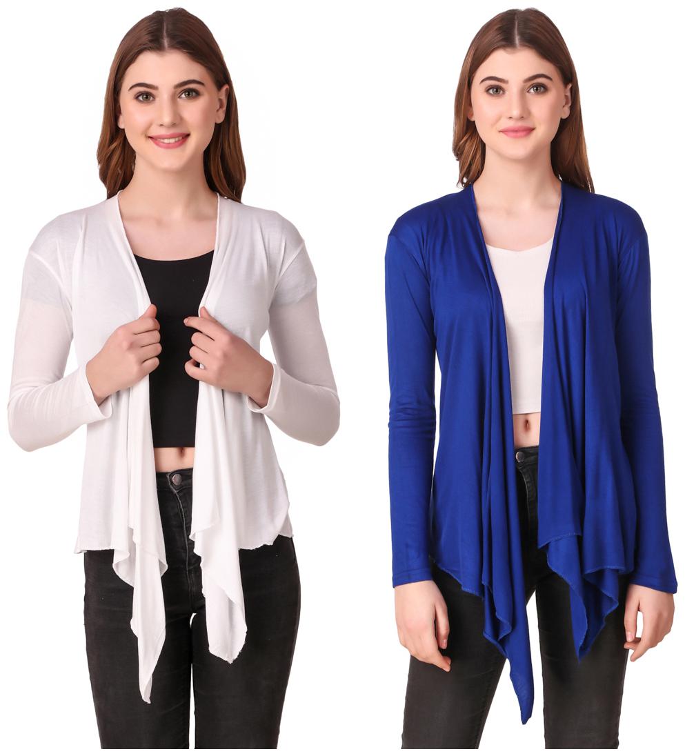 

Krishty Trading Women Shrug - White Blue
