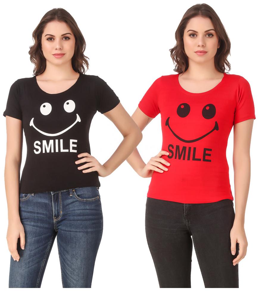 

Krishty Trading Lycra Printed Black Red Color T-Shirt
