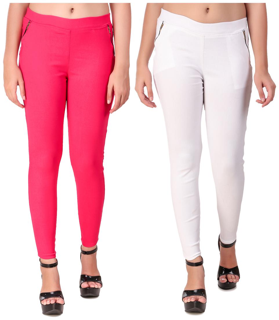 

Krishty Trading Women Pink White Skinny fit Jegging