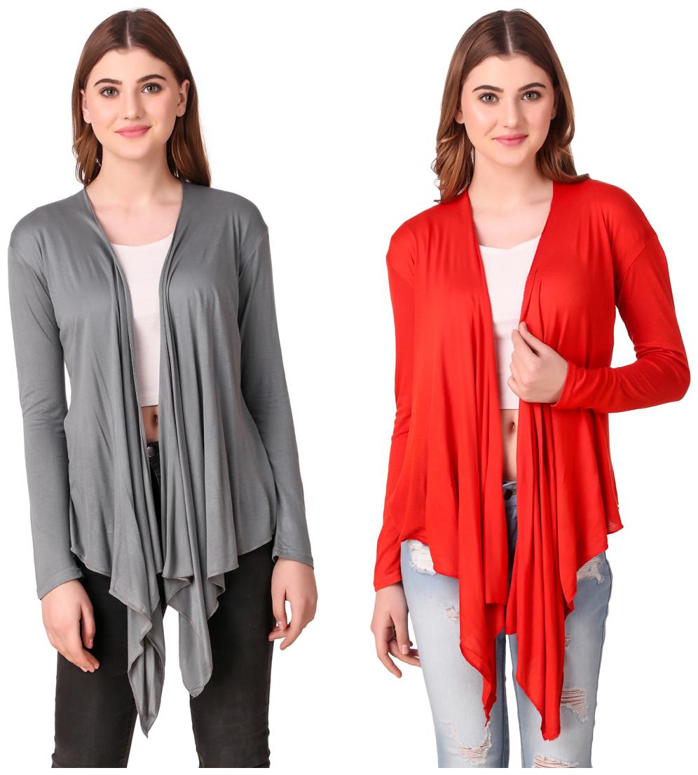 

Krishty Trading Women Shrug - Grey Red