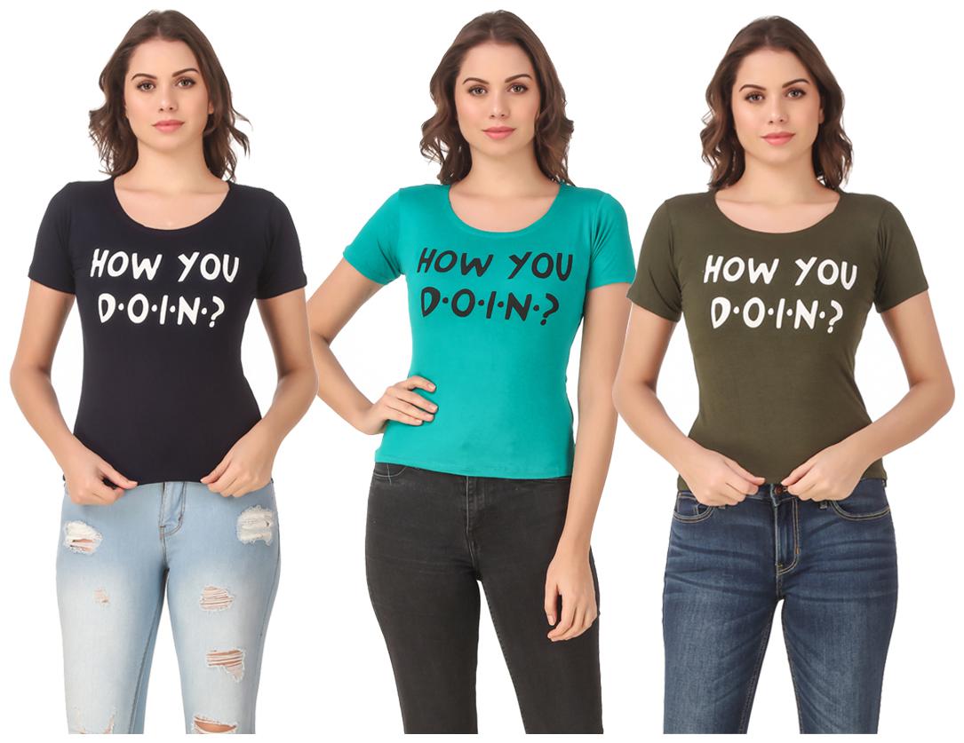

Krishty Trading Lycra Casual Regular T Shirt Multi