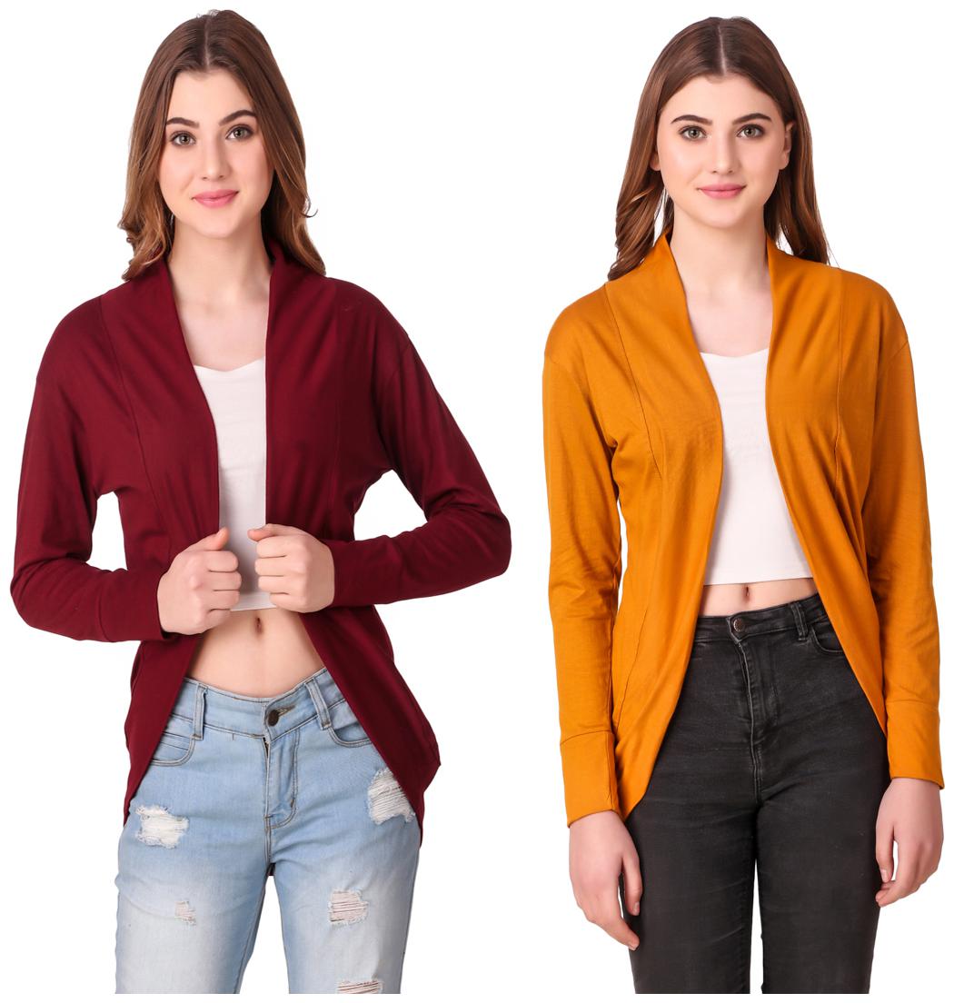 

Krishty Trading Women Shrug - Maroon Yellow