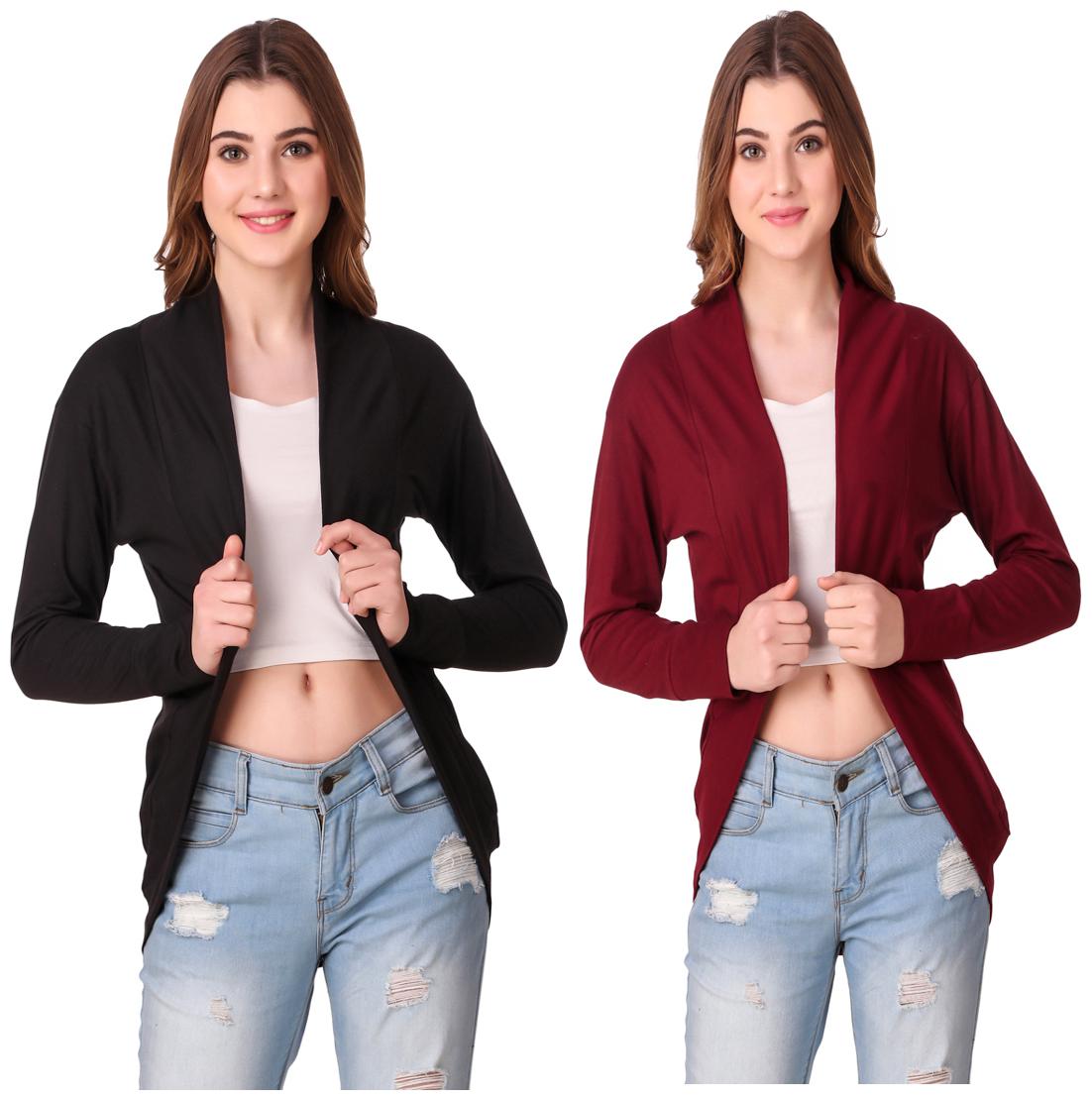 

Krishty Trading Women Shrug - Black Maroon