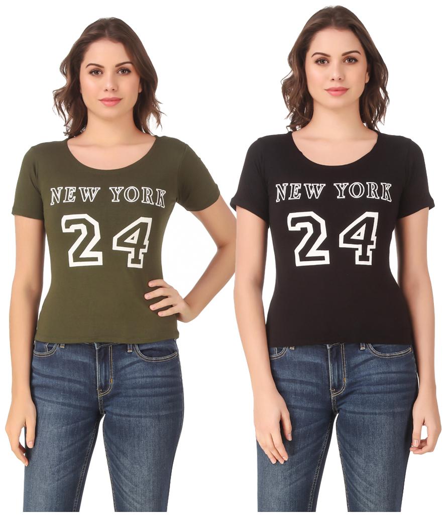 

Krishty Trading Lycra Printed Green Navy Color T-Shirt