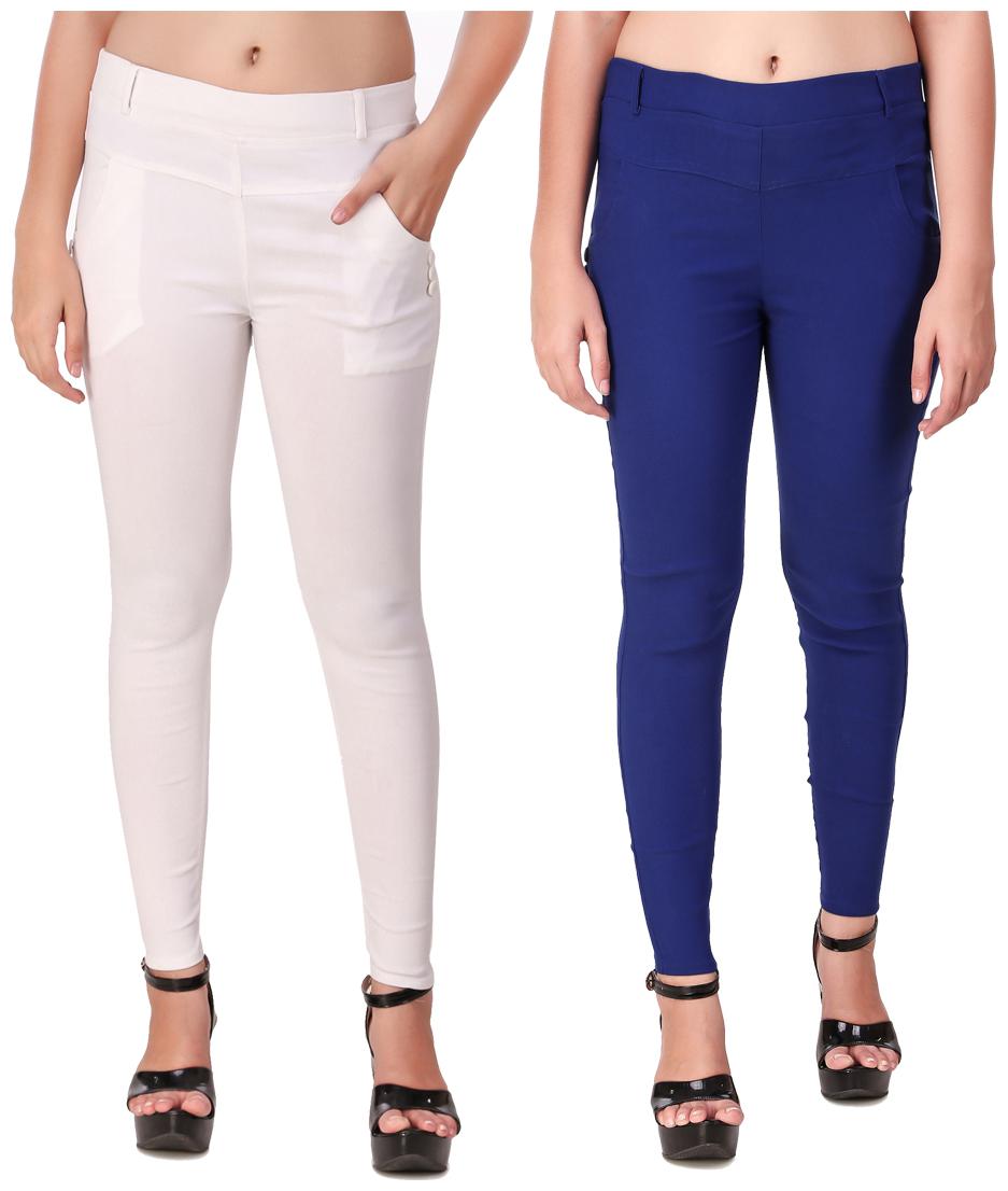 

Krishty Trading Women White Blue Skinny fit Jegging