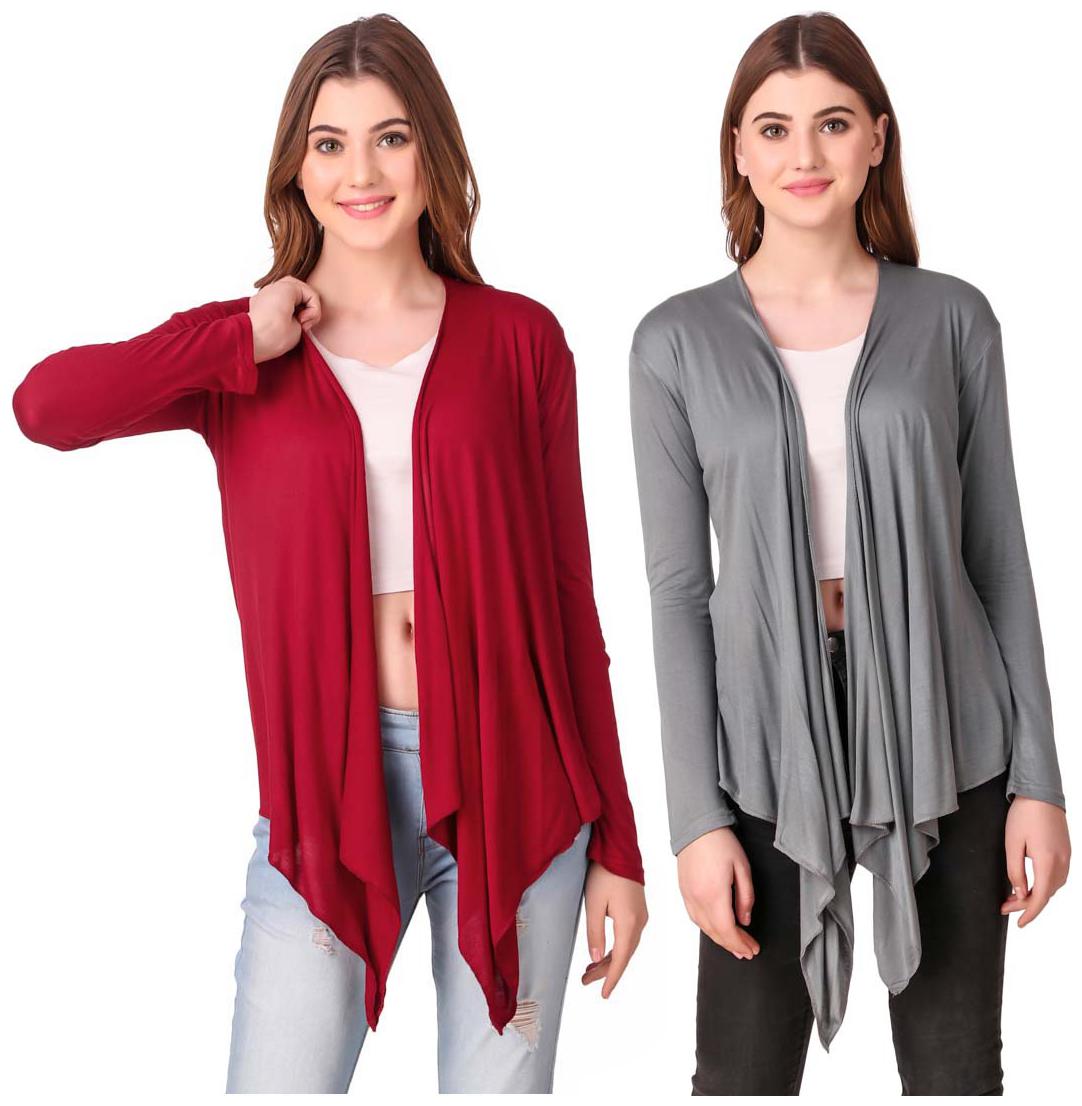 

Krishty Trading Women Shrug - Maroon Grey
