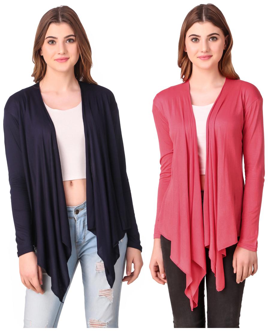 

Krishty Trading Casual Wear Shrug for women Navy Blue Peach